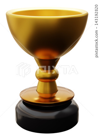 This trophy cup stands isolated on a clear background. It features a gold and black design, representing achievement and victory in sports or contests This trophy cup stands isolated on a clear background. It features a gold and black design, representing achievement and victory in sports or contests 143192820