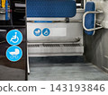 Signage for accessibility in public transport for wheelchairs and strollers 143193846