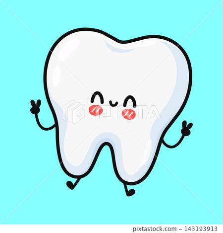 Happy tooth character jumping cheerfully Happy tooth character jumping cheerfully 143193913
