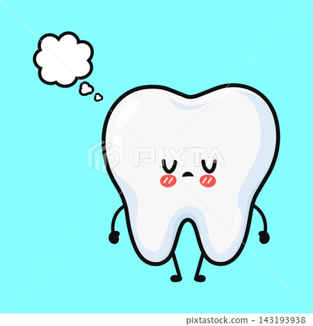 Sleepy tooth character with thought bubble 143193938