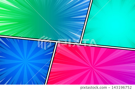 comics set on colorful background. Retro style comic banner template, cartoon background. 143196752
