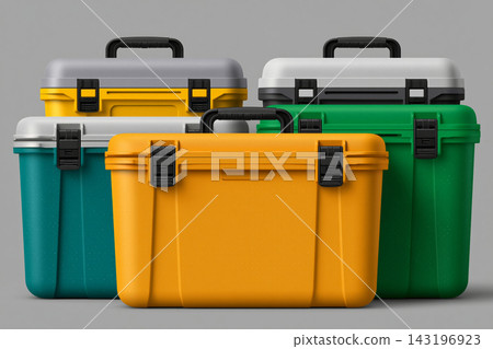 Rugged utility containers for outdoor adventures with reinforced edges, secure latches and organized Rugged utility containers for outdoor adventures with reinforced edges, secure latches and organized 143196923