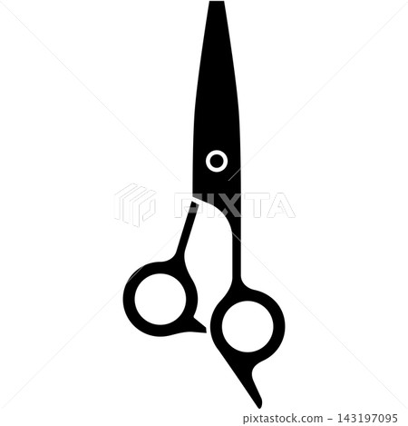 Glyph style icon illustration of classic hair cutting scissors isolated on transparent background. Black solid silhouette design element clip art for salon barber assets. Glyph style icon illustration of classic hair cutting scissors isolated on transparent background. Black solid silhouette design element clip art for salon barber assets. 143197095