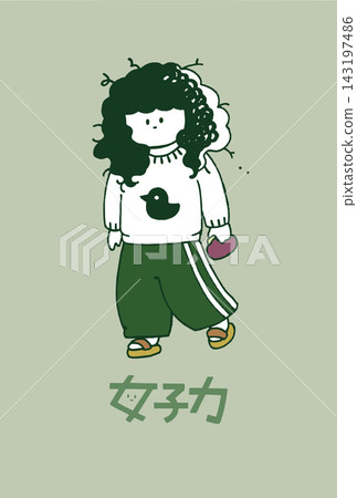 壁紙插畫,描繪了一個不太女性化的女孩。尺寸為明信片大小。 壁紙插畫,描繪了一個不太女性化的女孩。尺寸為明信片大小。 143197486