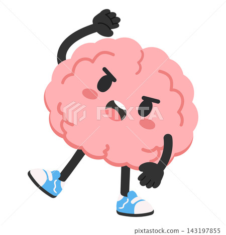 Brain health and fitness mascot performing physical exercise routines Brain health and fitness mascot performing physical exercise routines 143197855