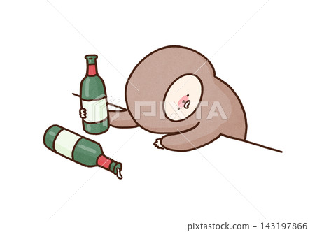 A monkey (alcoholic) is drunk and slumped over a table after drinking too much wine. A monkey (alcoholic) is drunk and slumped over a table after drinking too much wine. 143197866