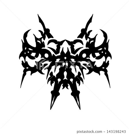 Sigil wings emblem, black neotribal abstract occult sign, symmetric thorn spikes center. Neo sigilism magic glyph concept, dark ritual mark art. Sigil wings emblem stamp Sigil wings emblem, black neotribal abstract occult sign, symmetric thorn spikes center. Neo sigilism magic glyph concept, dark ritual mark art. Sigil wings emblem stamp 143198243