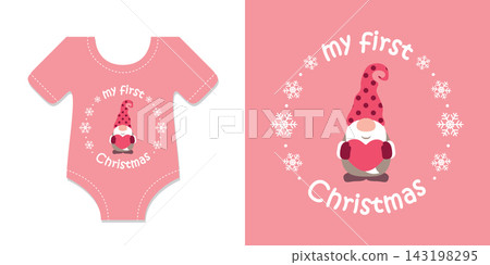 cute baby bodysuit with my first christmas design isolated vector illustration cute baby bodysuit with my first christmas design isolated vector illustration 143198295