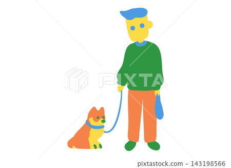 A man walking a dog A man walking a dog 143198566