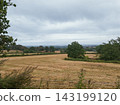 Autumn English Countryside Landscape with Dry Meadow and Stormy Sky 143199120