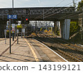 Red Railway Signal at an English Train Station Signaling Stop and Safety 143199121