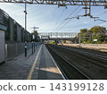 Railway Tracks and Station Platform at an English Train Station 143199128