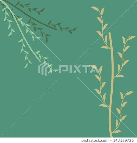 Soft muted minimalist botanical square notecard background with leafy branches Soft muted minimalist botanical square notecard background with leafy branches 143199726