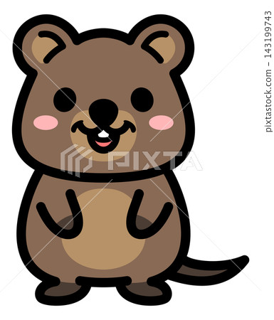 Cute full-body illustration of a quokka; a smiling, mascot-style animal character. Cute full-body illustration of a quokka; a smiling, mascot-style animal character. 143199743