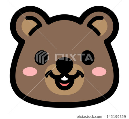 可愛的短尾矮袋鼠臉部圖標，微笑的動物角色素材 143199839