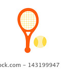 Minimal tennis racket and ball illustration for sports apps, branding 143199947