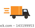 Flat cargo truck illustration for delivery apps, shipping ads 143199953