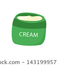 Minimal green cream jar illustration for skincare ads, packaging 143199957