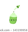 Minimal green serum dropper illustration for skincare branding, wellness 143199958