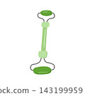 Trendy green facial roller illustration for skincare ads 143199959