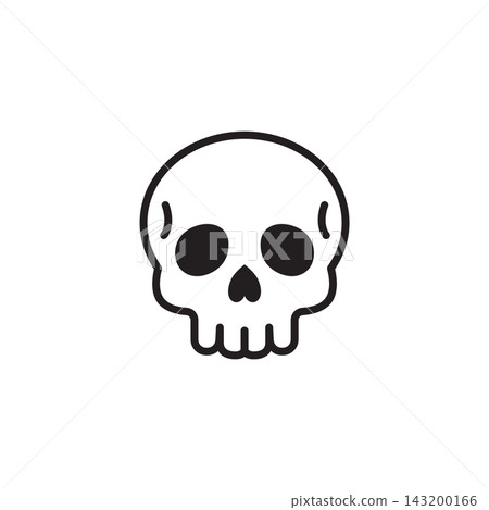 Minimalist human skull outline icon for Halloween, horror, and Gothic design. Minimalist human skull outline icon for Halloween, horror, and Gothic design. 143200166