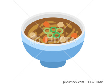 咖哩烏龍麵圖示的插圖。 咖哩烏龍麵圖示的插圖。 143200684