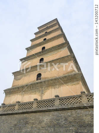 Buddhist Large Wild Goose Pagoda 1300 years old in Da Qianci monastery in Xi'an, China Buddhist Large Wild Goose Pagoda 1300 years old in Da Qianci monastery in Xi'an, China 143200712