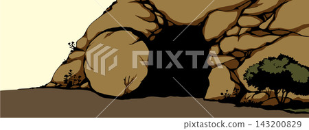 Vector drawing. Old stone cave door Vector drawing. Old stone cave door 143200829