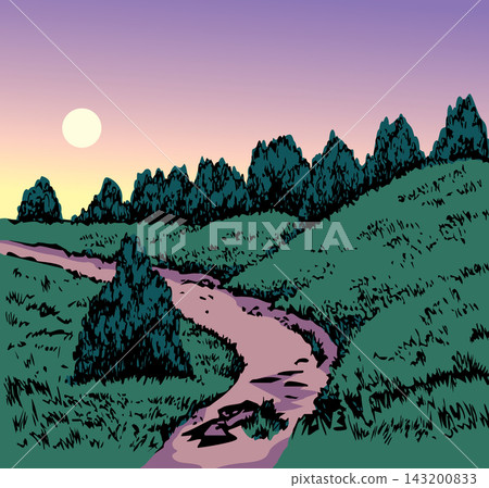 Vector drawing. Road in the field Vector drawing. Road in the field 143200833