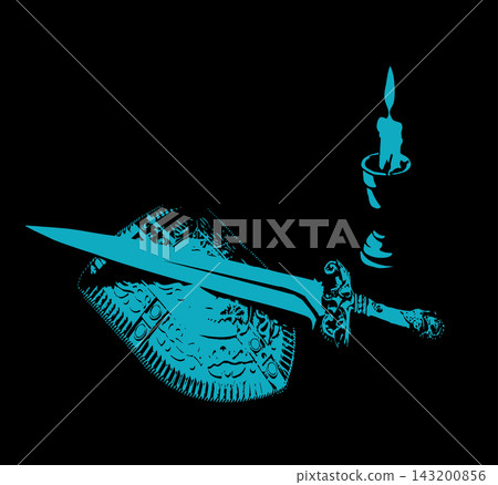 Sword and shield. Vector drawing Sword and shield. Vector drawing 143200856
