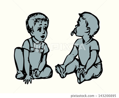 Vector drawing. Cute Small Baby Vector drawing. Cute Small Baby 143200895
