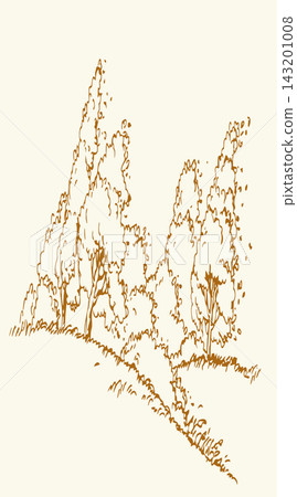 Vector drawing. Strong wind in the forest Vector drawing. Strong wind in the forest 143201008