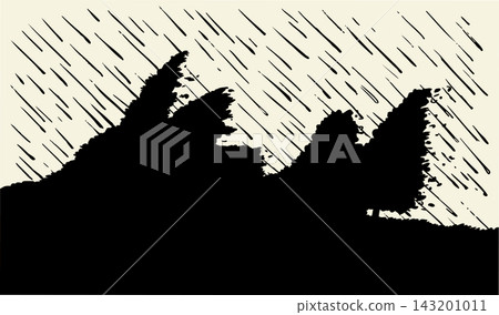 Vector drawing. Strong wind in the forest Vector drawing. Strong wind in the forest 143201011