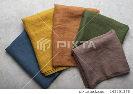 Folded Colorful Linen Fabric Remnants Fan Array Folded Colorful Linen Fabric Remnants Fan Array 143201378