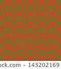 Retro Christmas checkerboard pattern with trees and stars 143202169
