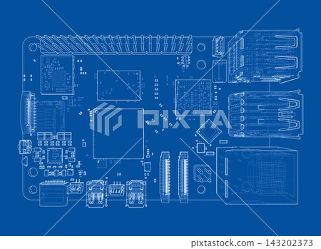 circuit board blueprint illustration. Vector circuit board blueprint illustration. Vector 143202373