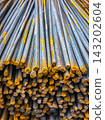 Close-Up of Steel Rebar Rods with Yellow Coating 143202604