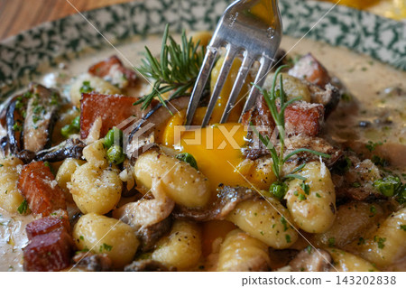 Italian Porcini Mushroom Gnocchi Pasta Italian Porcini Mushroom Gnocchi Pasta 143202838
