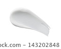 Liquid cosmetic cream swatch isolated on white background. Lotion smear smudge close up. Moisturizing skincare product sample. 143202848