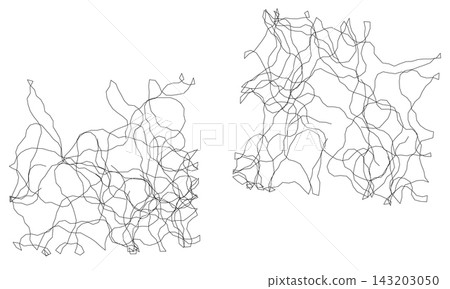Abstract chaotic entangled lines illustration set for design elements or modern background Abstract chaotic entangled lines illustration set for design elements or modern background 143203050