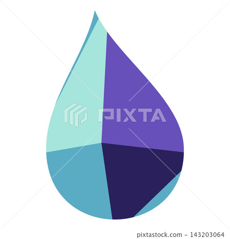 Abstract geometric water drop icon with various blue and purple shades Abstract geometric water drop icon with various blue and purple shades 143203064