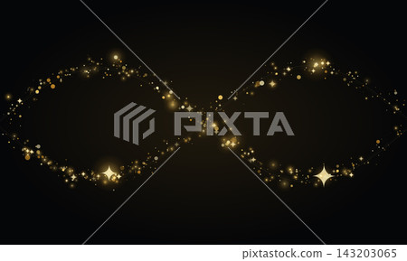 Abstract golden glitter forming an infinity symbol on dark background for luxury design Abstract golden glitter forming an infinity symbol on dark background for luxury design 143203065