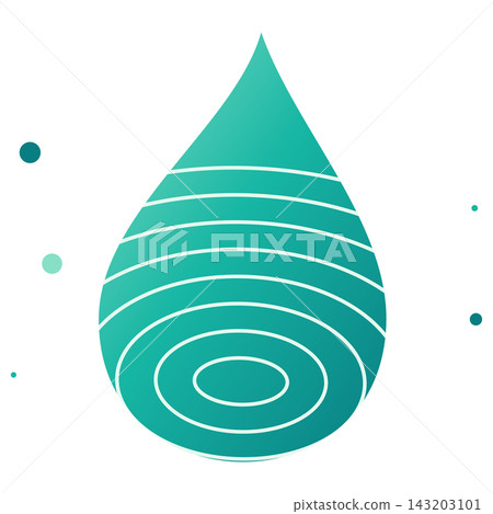 Abstract teal water drop with concentric circles inside isolated on white for eco design Abstract teal water drop with concentric circles inside isolated on white for eco design 143203101