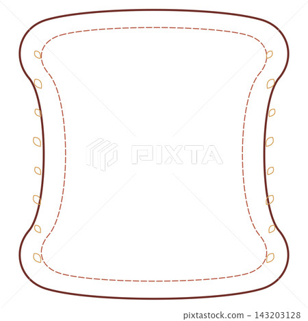 Brown bread slice border with decorative stitching and seed embellishments for food or baking design Brown bread slice border with decorative stitching and seed embellishments for food or baking design 143203128