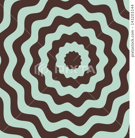 Concentric wavy geometric circles in brown and light blue form a radial abstract pattern Concentric wavy geometric circles in brown and light blue form a radial abstract pattern 143203144
