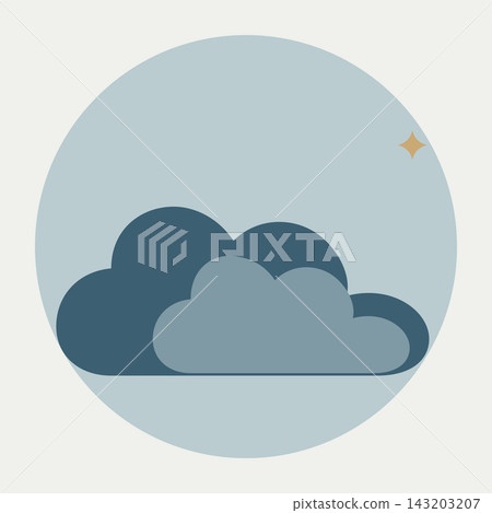 Minimalist cloud with subtle star, blue sky icon for weather apps and celestial themes Minimalist cloud with subtle star, blue sky icon for weather apps and celestial themes 143203207