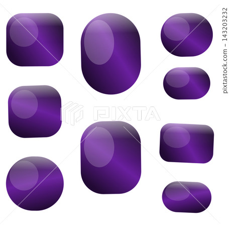 Purple glossy buttons collection in various shapes for web elements and user interface design Purple glossy buttons collection in various shapes for web elements and user interface design 143203232