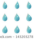 Water drop icons featuring smooth blue gradient style for modern digital UI web designs 143203278