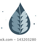 Water droplet with green leaves inside, representing nature, ecology, and environmental care 143203280