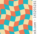 Wavy checkerboard pattern featuring vintage retro colors for creative graphic backgrounds 143203281